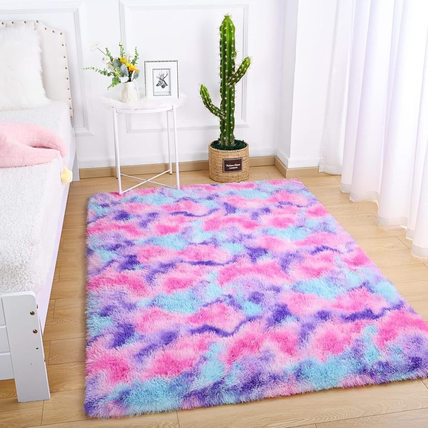 High quality Soft Rainbow Area Rugs Fluffy Girls Bedroom Rugs Princess Rug Cute Colorful Carpet for Kids