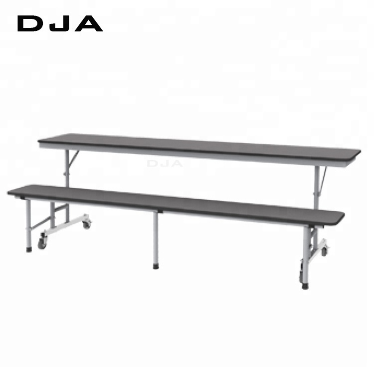 Mobile Dining Table, Classroom Bench Folding Picnic Table and Chairs Study Table Morden School Furniture Versatile 3 in 1 Metal