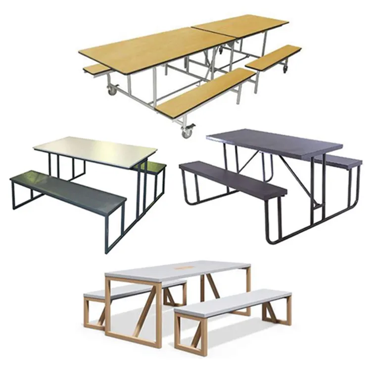 Folding restaurant 12 Seater Multiple Function School Cafeteria Canteen Table And Chair Dining Tables And Stools Set For Student