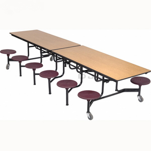 Folding restaurant 12 Seater Multiple Function School Cafeteria Canteen Table And Chair Dining Tables And Stools Set For Student