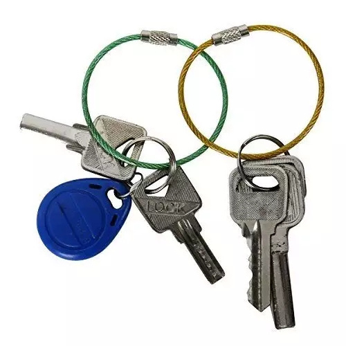 Stainless Steel Keychain Keyring Women Men Outdoor Cable Rope Key Holder Circle Screw Locking Key Chain Camp Rope Fittings