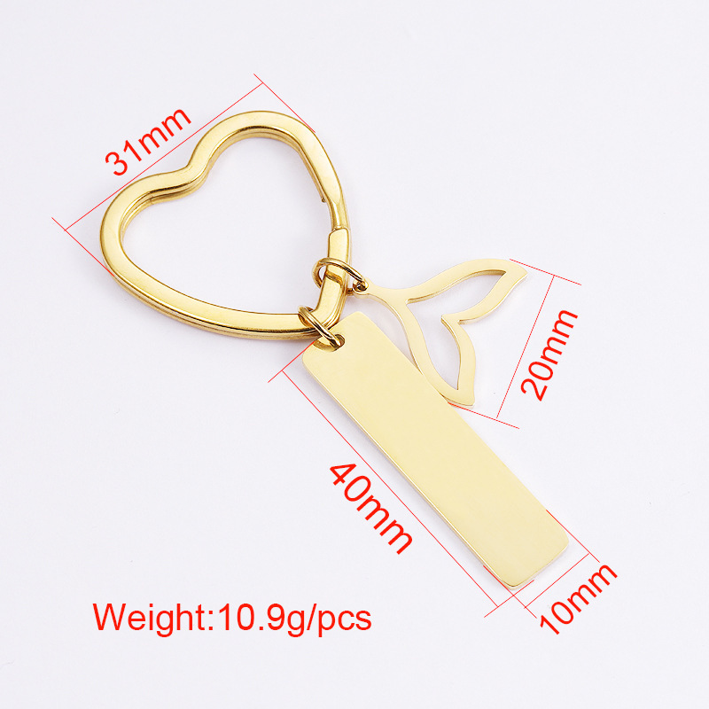 Wholesale Stainless Steel Engraved Blank Bar Tag Keychain For Car  Heart Shape Key Ring Chain