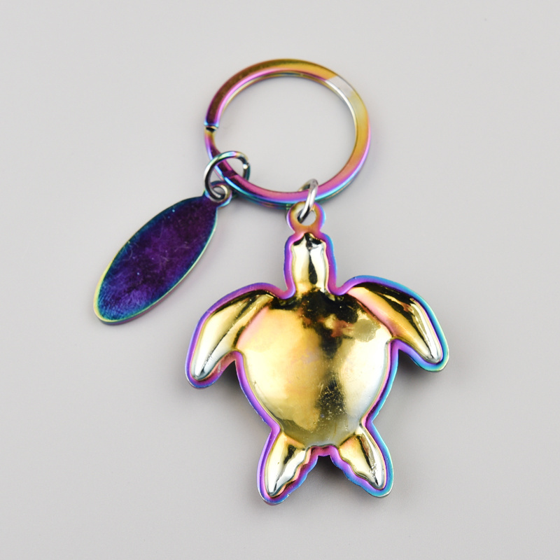 You are awesome Luxury Colorful 3D Turtle Keychain Rainbow Animal Turtle Metal Car Key chains