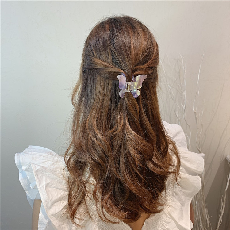 Wholesale Hair Claws Clip Butterfly Marble Hair Catcher Bath Clip Acetate Butterfly Hair Claw Clip For Women