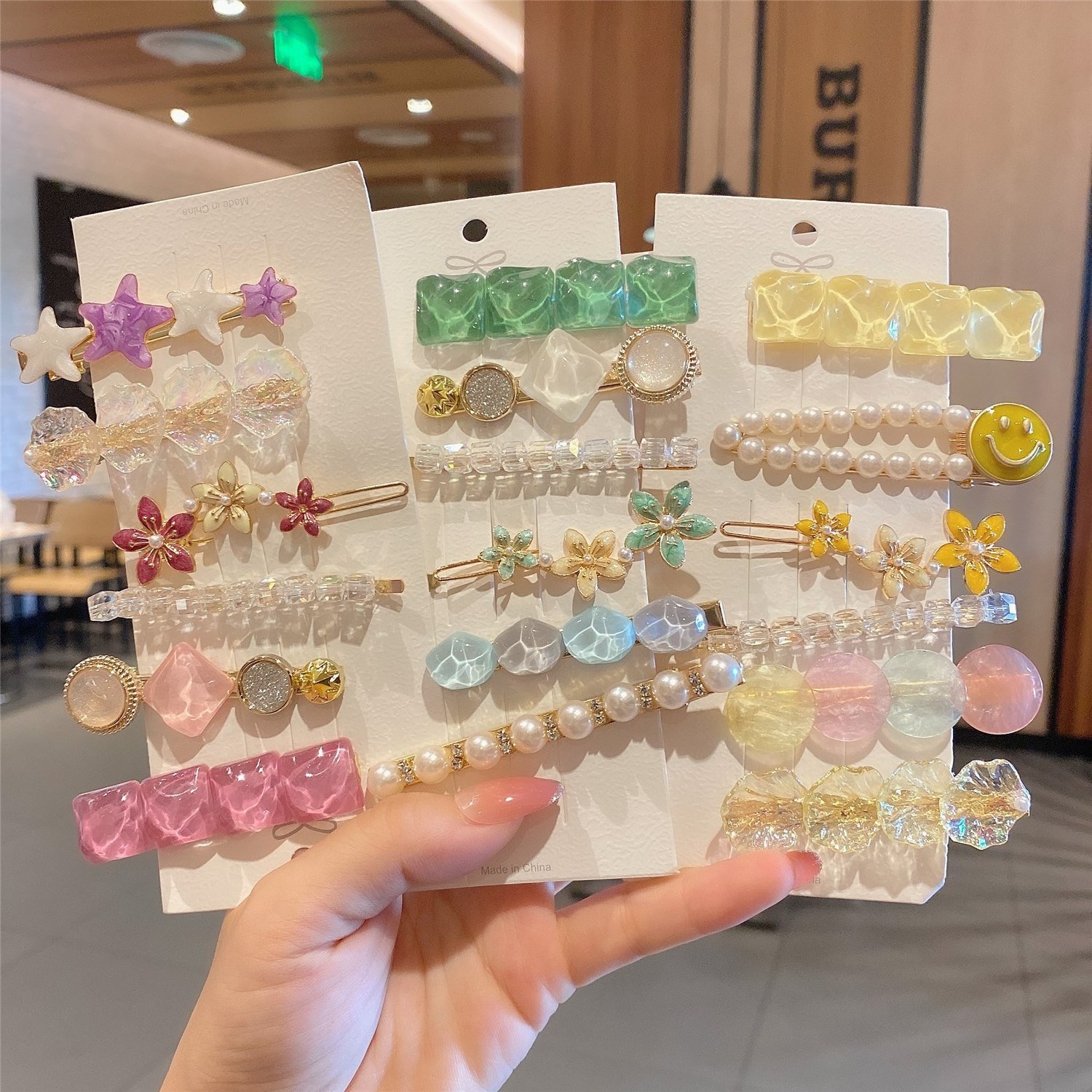 2024 Wholesale 6pcs Sets  Luxury Rhinestone Korea Hair Clip hairpins kids fashion accessories