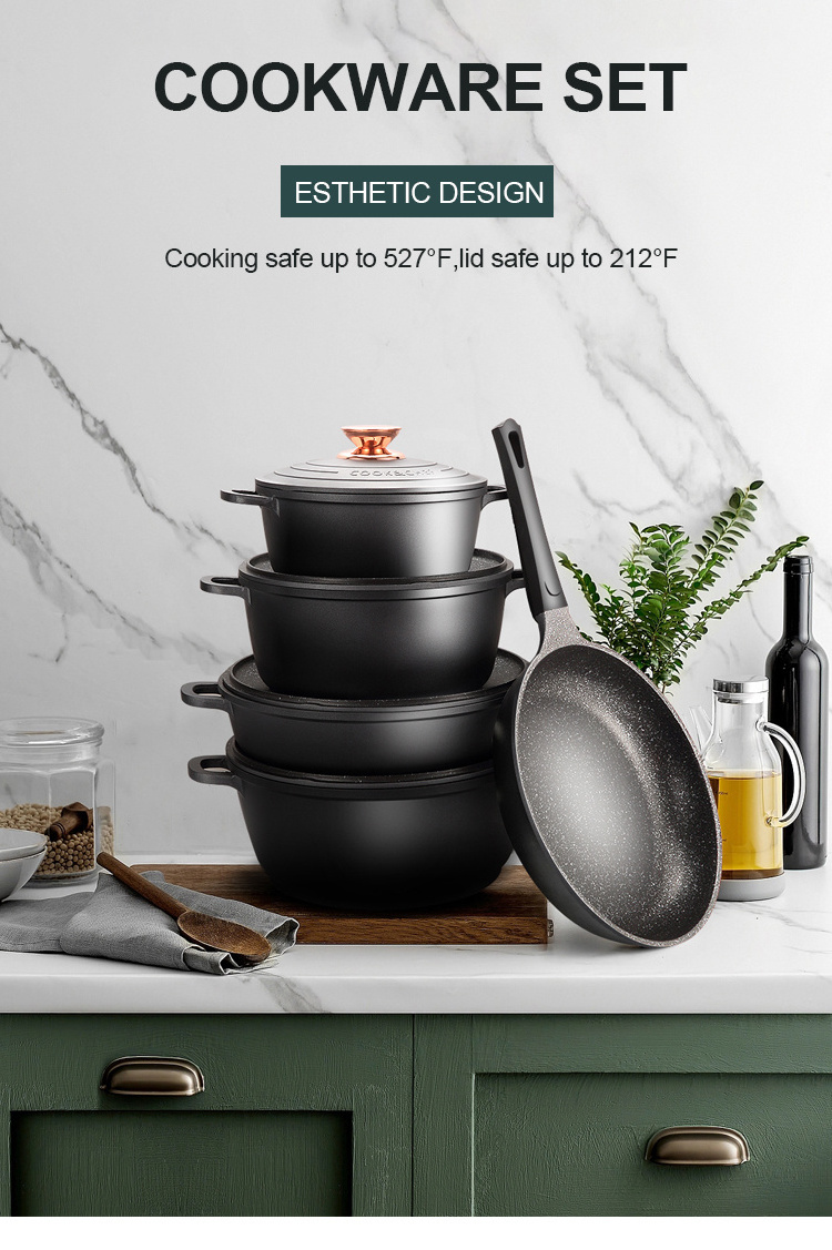 Wholesale Cookware Kitchen Food Warmer Set Non Stick Cookware Cast Aluminum Cooking Pot Set