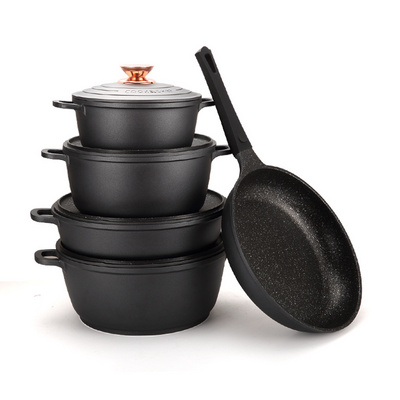 Wholesale Cookware Kitchen Food Warmer Set Non Stick Cookware Cast Aluminum Cooking Pot Set