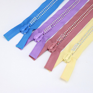 2022 Hot Sale 3# 5# 8# diamond stone teeth  zipper of plastic zipper