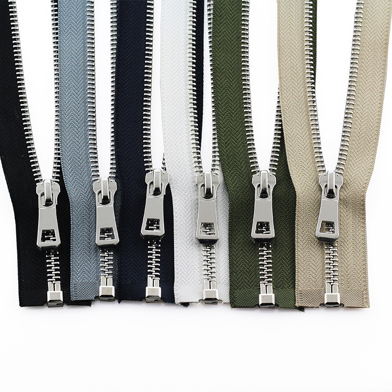 High quality open metal zipper with automatic lock clothing metal zipper