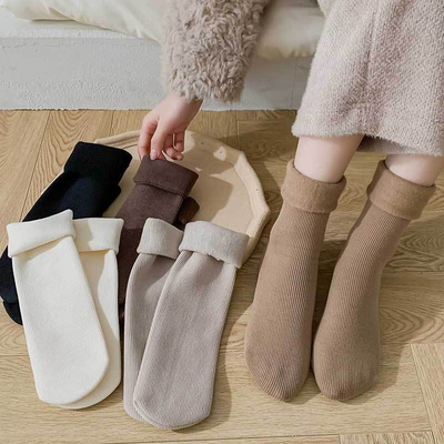 Thick Plush Warm Cozy Thermal Women Snow Socks Fuzzy Terry Winter Socks