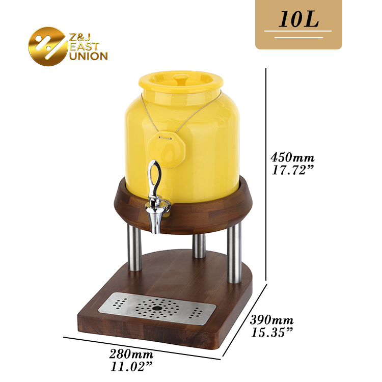 Commercial Price Ceramic Body Hot And Cold Milk Dispenser Coffee Urn With Wooden Base