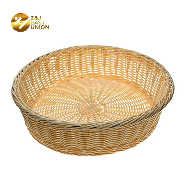 Christmas Durable Plastic Rattan Round Shape Bread Basket With Cover