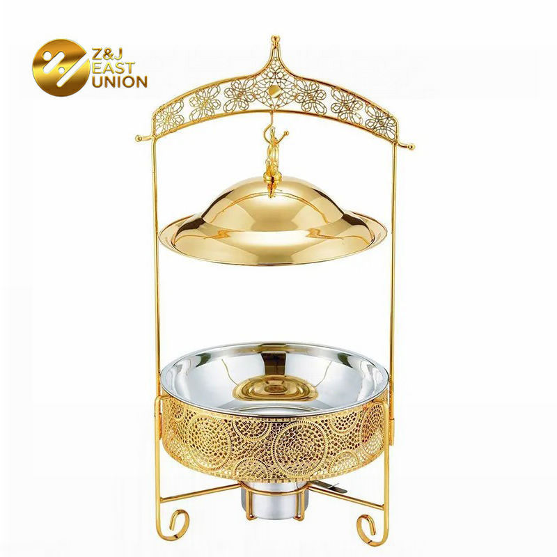 New Style Wedding Luxury Hotel Food Warmer Set Chafing Dish With Lid Holder Gold