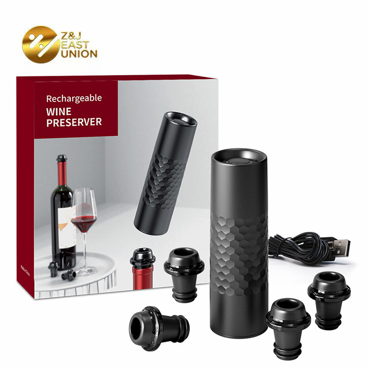 New Arrival Vacuum Electric Silicone Vacuum Wine Bottle Stopper 4 Wine Savers Electric wine Stopper