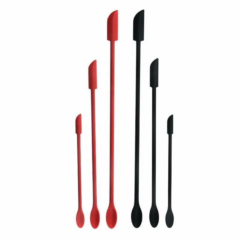 6 PCS Reusable Double-ended Tiny Silicone Spoon Spatula cosmetic silicone set sprinkles Jar Spatula Small Spatulas