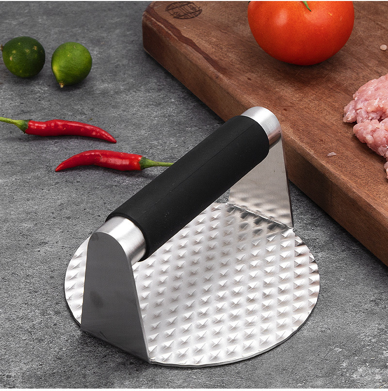 2023 New Design Round Shape Stainless Steel Hamburger Press Burger Smasher With Nonslip Handle