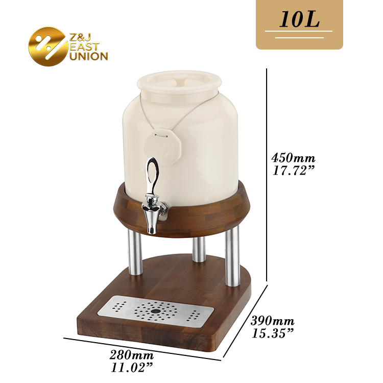 Commercial Price Ceramic Body Hot And Cold Milk Dispenser Coffee Urn With Wooden Base