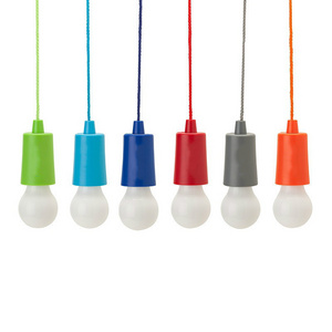 LED Pull Cord Light Bulb Colorful LED Bulb Light Hanging Pull Cord Lamp Battery Operated Portable Night Light for Party