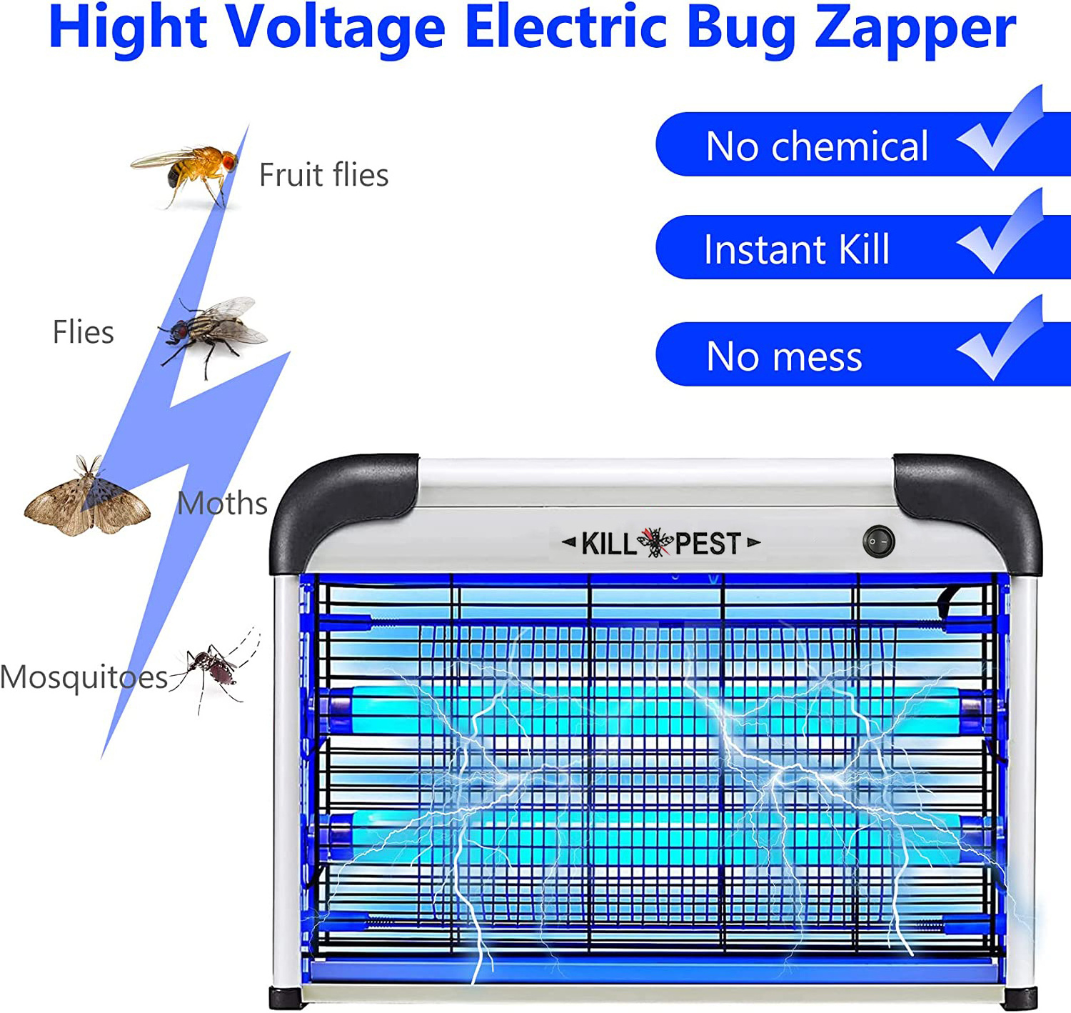 Electric Bug Zapper Indoor Powerful Mosquito Fly Zapper 20W Insect Killer Repellent Lamp Plug-in Home Pest Control Bug Catcher