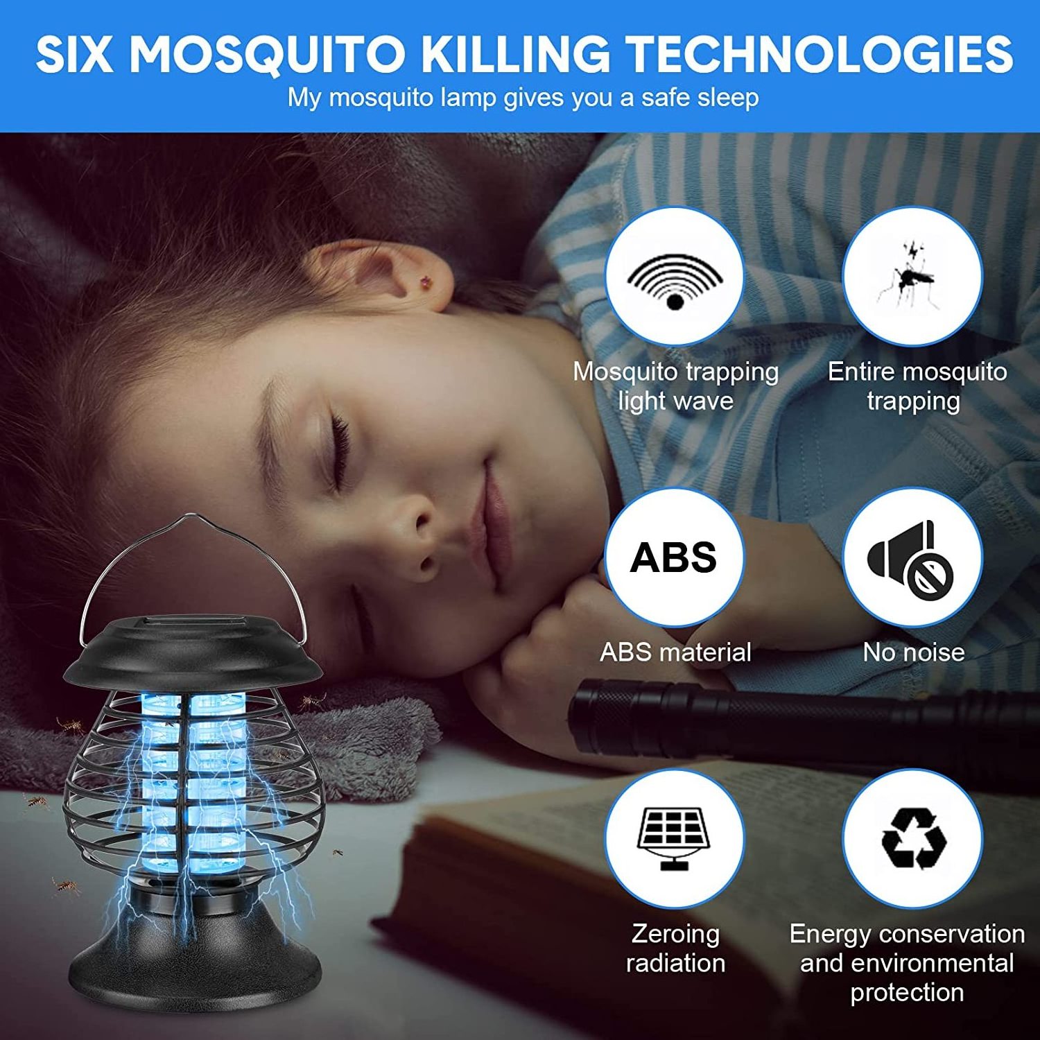 Solar Bug Zapper Outdoor Waterproof Mosquito Zapper Light Fly Mosquito Killer for Home Camping Backyard