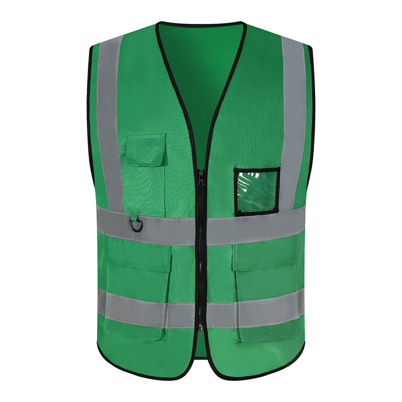 100% polyester custom logo blue reflective construction safety vest with pocket