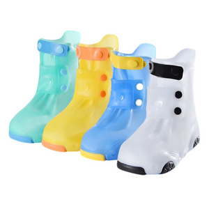 boys girls zipper Anti-Slip plastic kids rain shoes cover waterproof long protection pvc ankle rain boots shoe