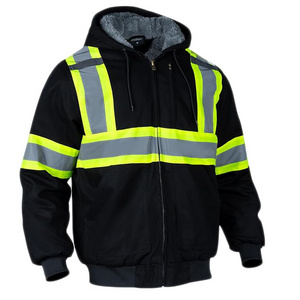 wholesales Custom Logo Construction winter Hi Vis Long Sleeve Yellow black work Reflective fluorescent Safety Reflector Jacket