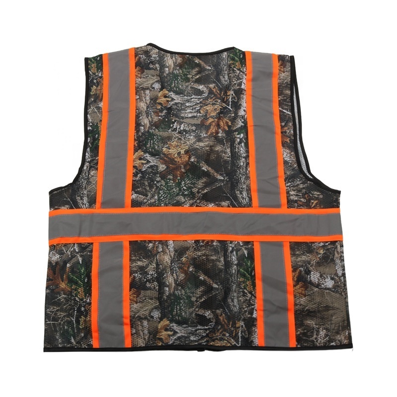 road traffic construction bike reflective HI VIS strip embroidery print logo american style camo hi vis safety vest