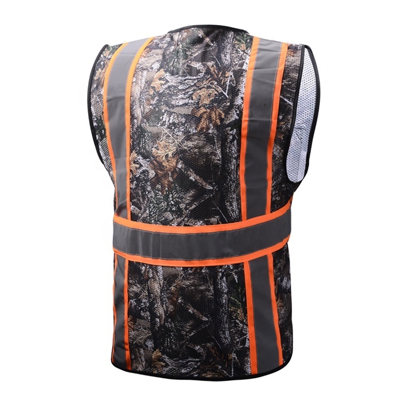 road traffic construction bike reflective HI VIS strip embroidery print logo american style camo hi vis safety vest