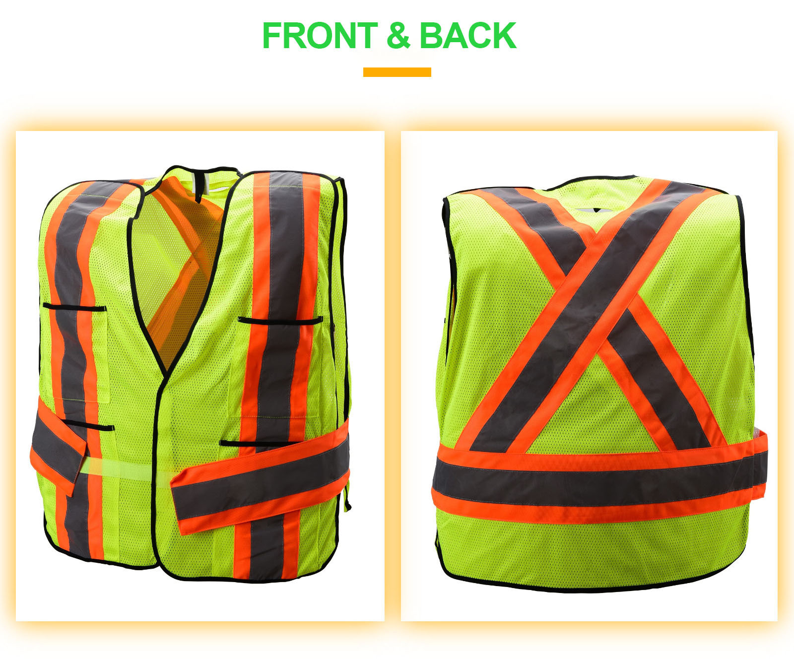 Canada class 3 orange breakaway one size fits all wholesale Safety reflective High Visibility security hi vis vest