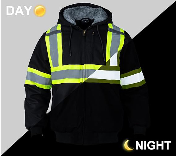 wholesales Custom Logo Construction winter Hi Vis Long Sleeve Yellow black work Reflective fluorescent Safety Reflector Jacket