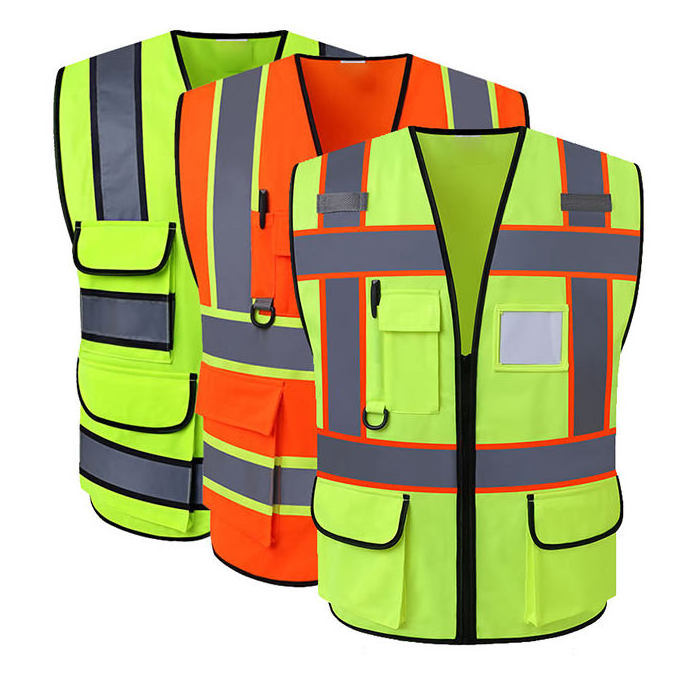 Hot sell Security Construction traffic High Visibility Hi Vis jacket Work Safety Reflective Clothing Vest