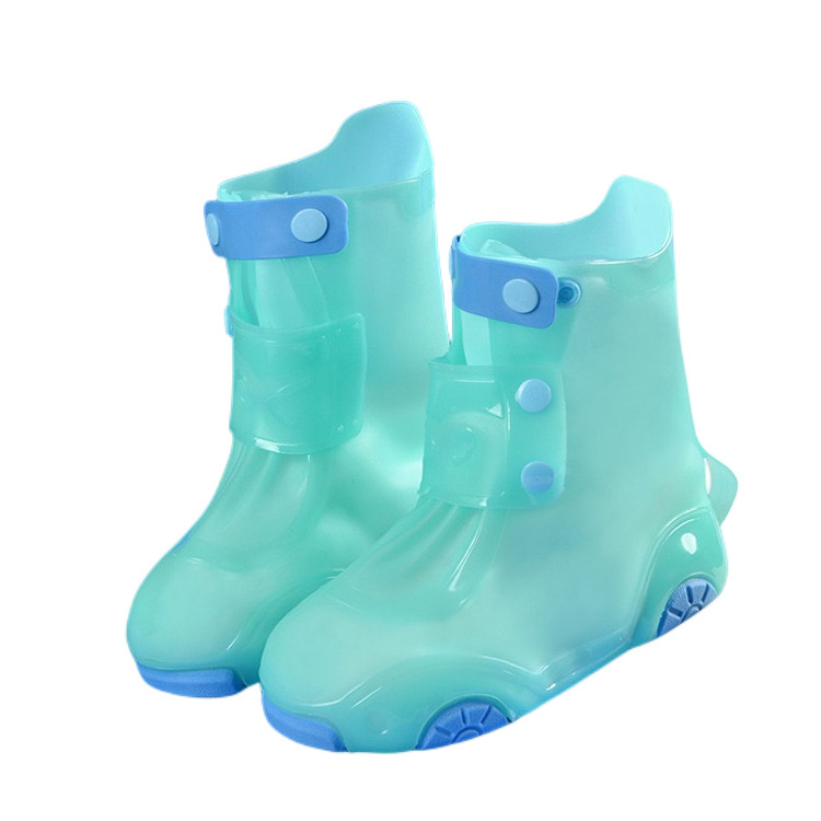 boys girls zipper Anti-Slip plastic kids rain shoes cover waterproof long protection pvc ankle rain boots shoe