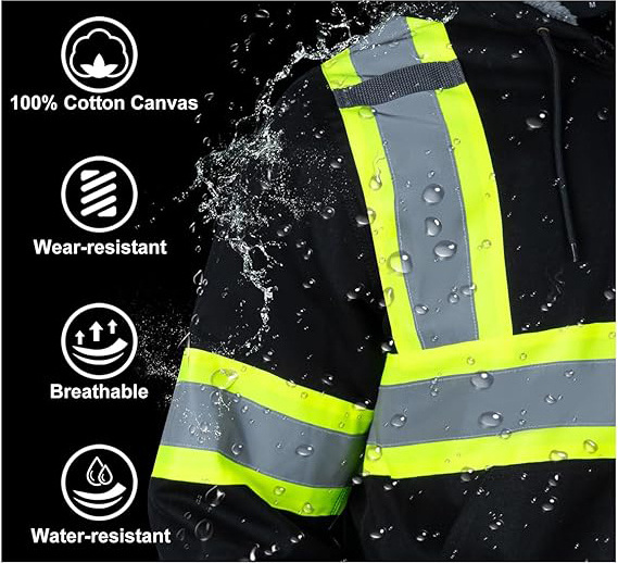 wholesales Custom Logo Construction winter Hi Vis Long Sleeve Yellow black work Reflective fluorescent Safety Reflector Jacket