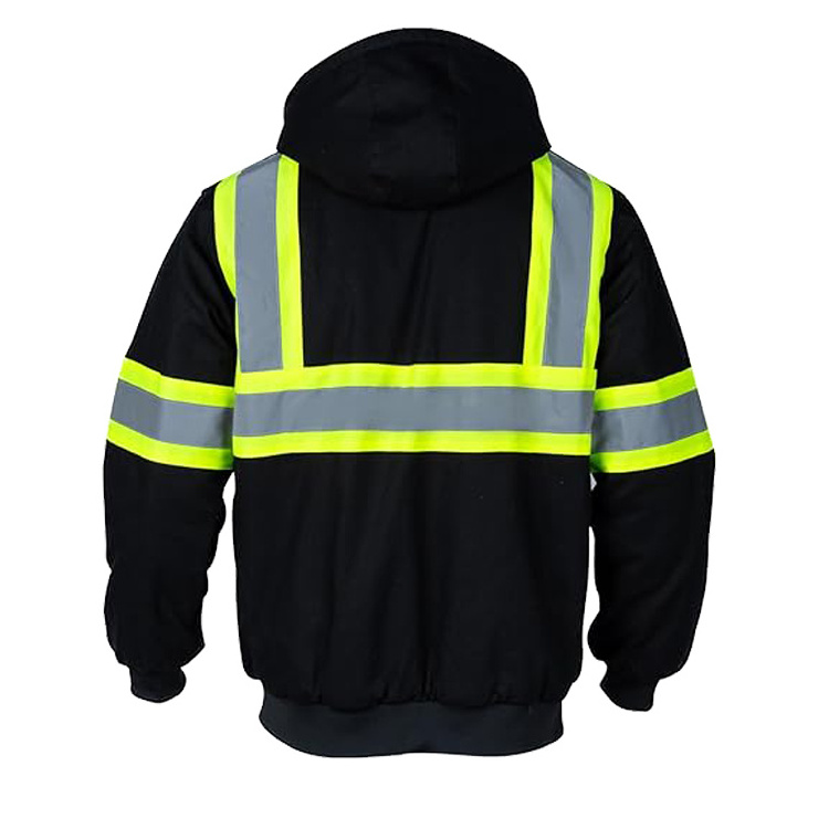 wholesales Custom Logo Construction winter Hi Vis Long Sleeve Yellow black work Reflective fluorescent Safety Reflector Jacket