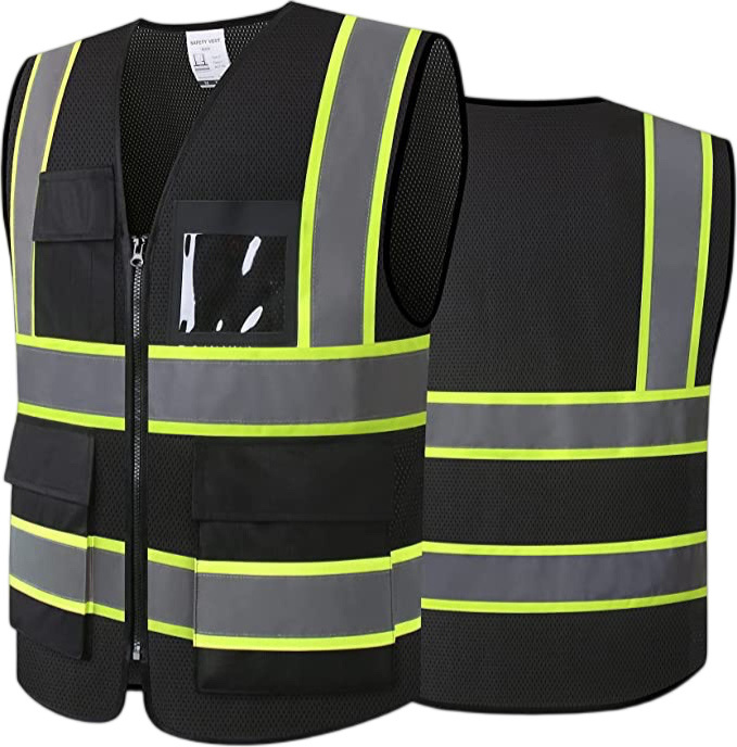 ANSI/ISEA Class 2 Standard Hi-Vis Neon Yellow Color Zipper Front Safety Vest