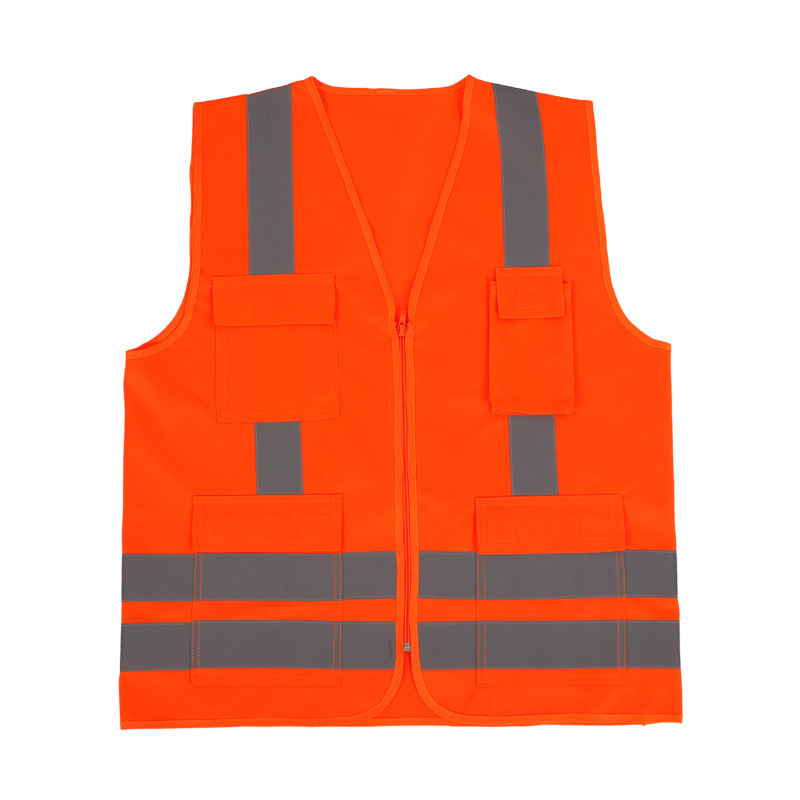 Custom logo available high visibility construction election bicycle orange green fabric reflective tape safety jacket vest