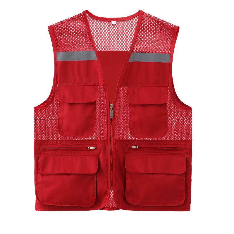 unisex reflective red fluorescent high visibility advertising breakaway volunteer safety reflective vest