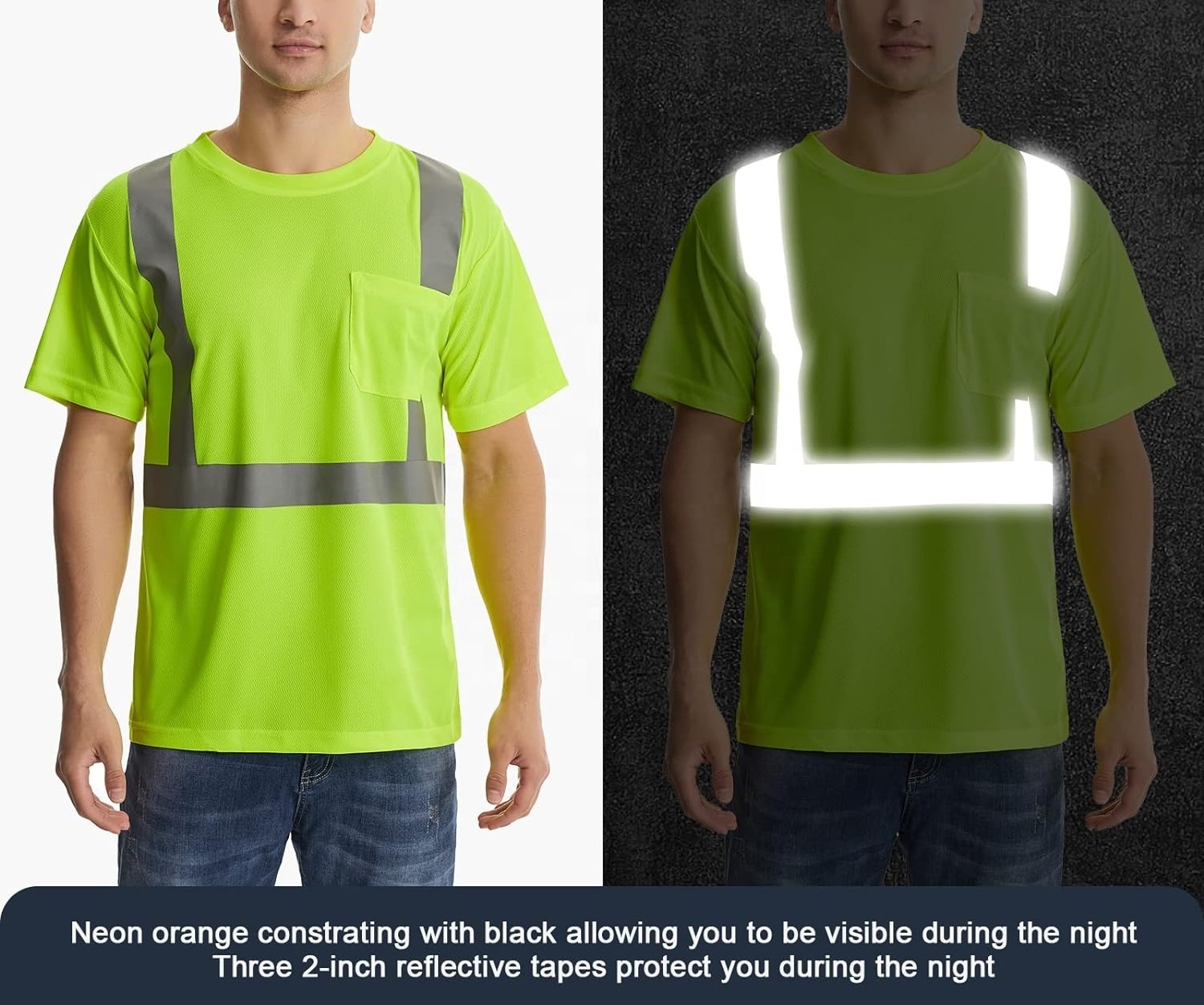 Reflective Safety shirt Class 2 High Visibility Classic T-Shirts Quick Dry Safety Shirts for Men and Women