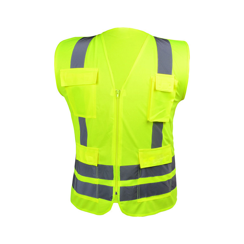 Custom logo available high visibility construction election bicycle orange green fabric reflective tape safety jacket vest