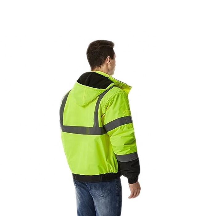 Hi vis coats High visibility long sleeves reflective construction safety winter jacket with zipper and pockets