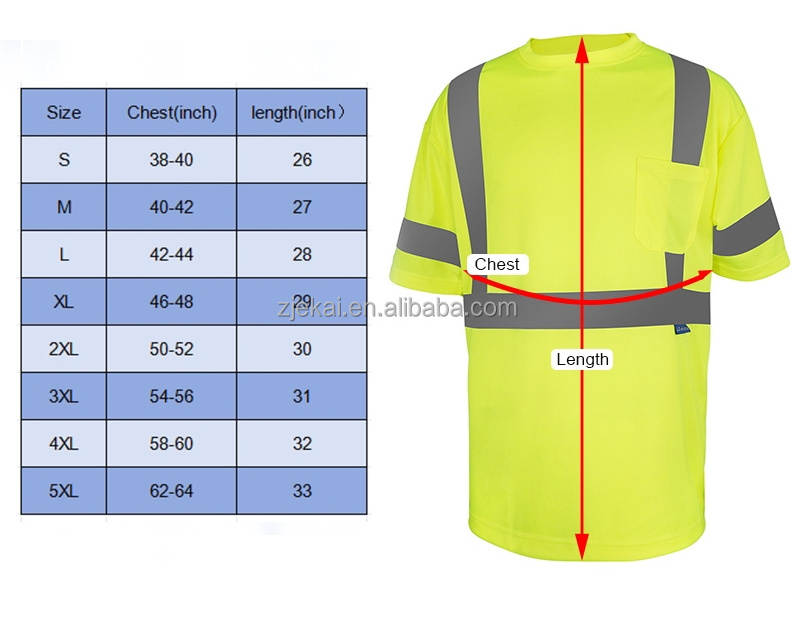 Reflective Safety shirt Class 2 High Visibility Classic T-Shirts Quick Dry Safety Shirts for Men and Women