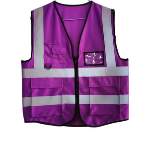 manufacture security adjust diving purple reflective jackets purple safety vest for men and women