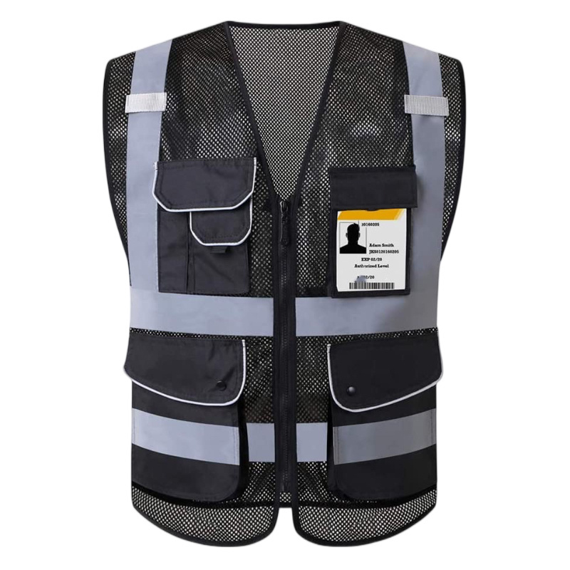 ANSI/ISEA Class 2 Standard Hi-Vis Neon Yellow Color Zipper Front Safety Vest