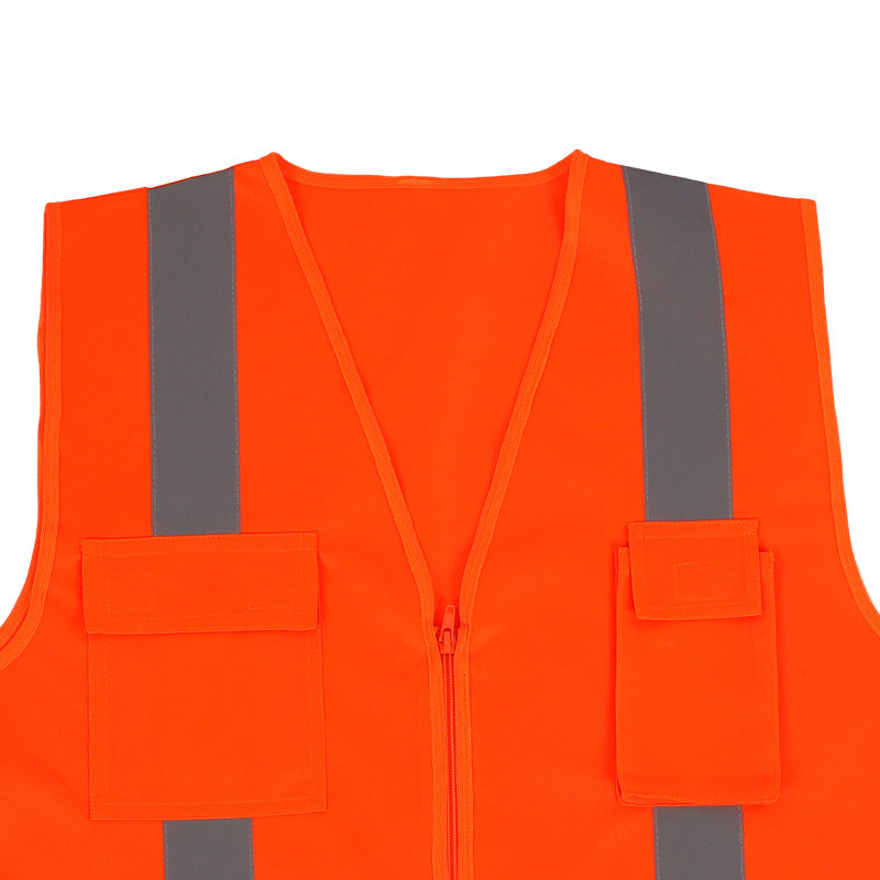 Custom logo available high visibility construction election bicycle orange green fabric reflective tape safety jacket vest