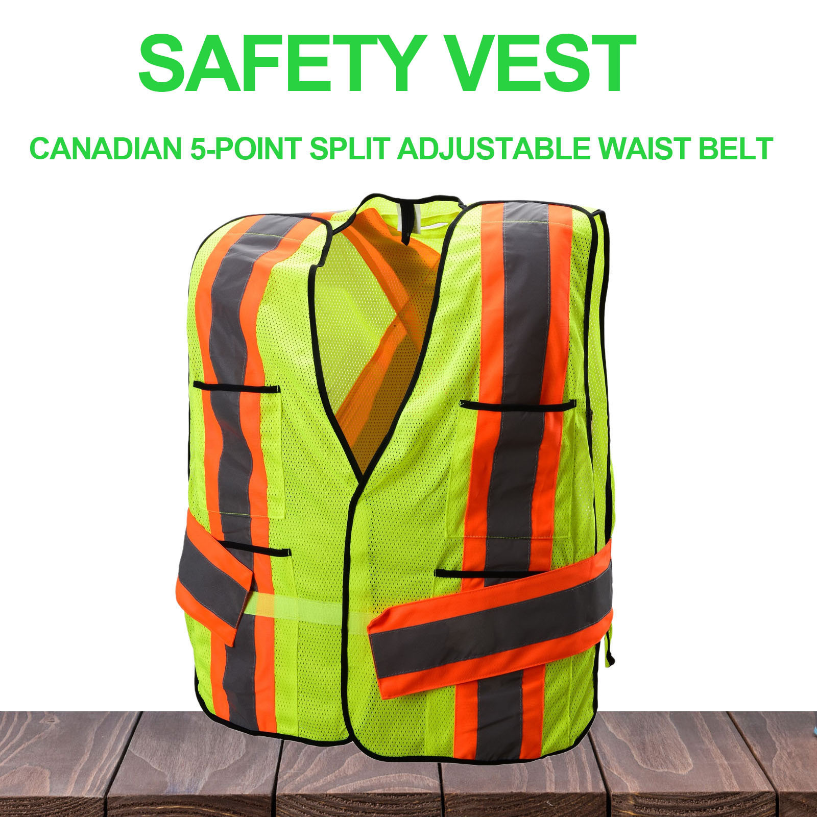 Canada class 3 orange breakaway one size fits all wholesale Safety reflective High Visibility security hi vis vest