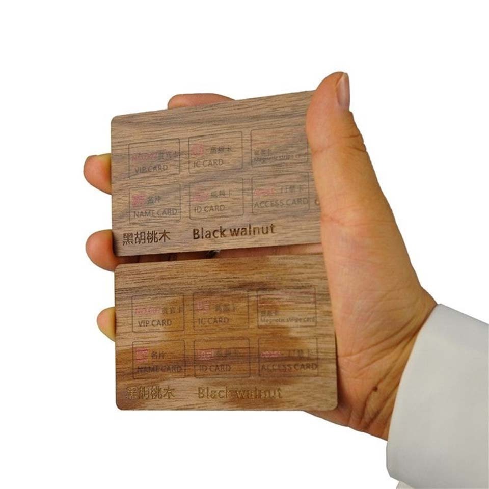 Programmable  Wood Business Cards Rfid ISO14443A Smart Tag213/216 Nfc Wooden Hotel Key Card Nfc Business Bamboo Card