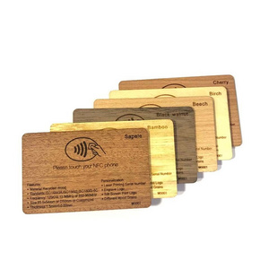 Programmable  Wood Business Cards Rfid ISO14443A Smart Tag213/216 Nfc Wooden Hotel Key Card Nfc Business Bamboo Card