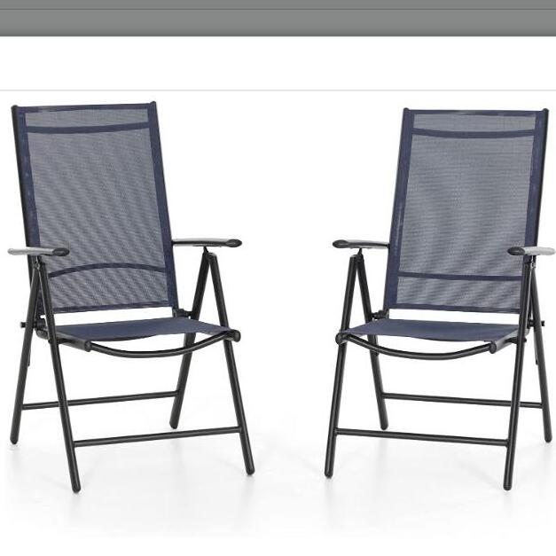 Patio Folding Chair Outdoor Dining Chairs Adjustable with 7 Seating Positions Outdoor High Back Sling Dining Chairs