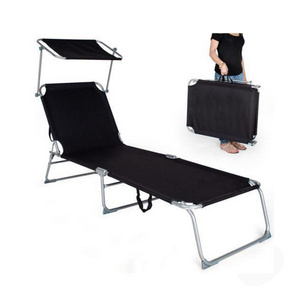 Outdoor Beach Sun Lounger Chaise Lounge 3-Position Adjustable Chair Folding Patio Recliner